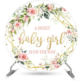 Aperturee - Aperturee Spring Floral Sweet Girl Round Baby Shower Backdrop